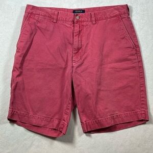 Polo Ralph Lauren 34W Red Classic Fit Chino Cotton Twill Shorts EUC